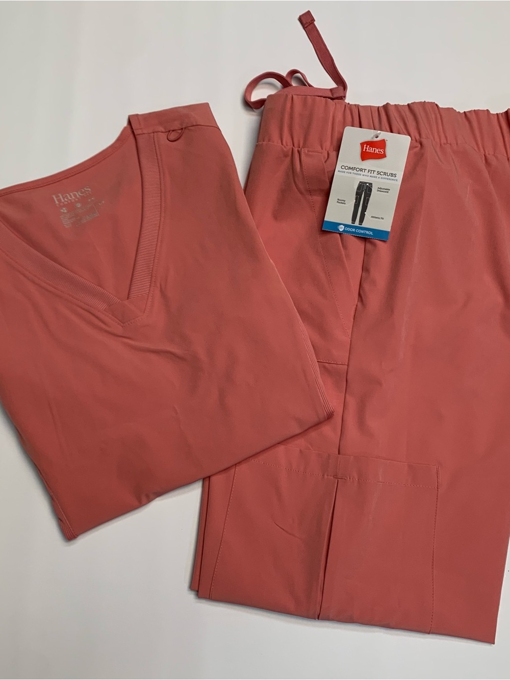 Hanes Women’s Scrub Top and Pants - Coral Sz S/P